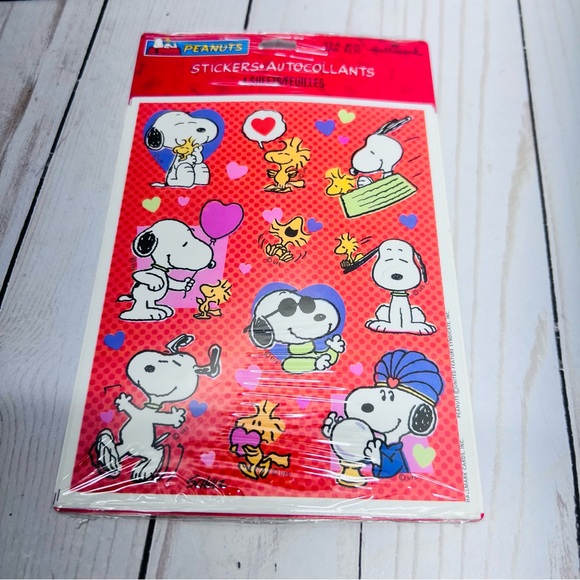 Vintage Hallmark Peanuts Snoopy & Woodstock Valentine Stickers 4 Full Sheets NEW - Picture 4 of 7